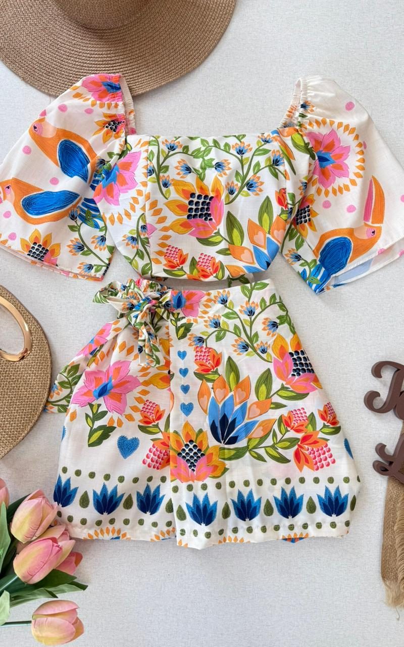 conjunto cropped + shorts saia sarh 000205