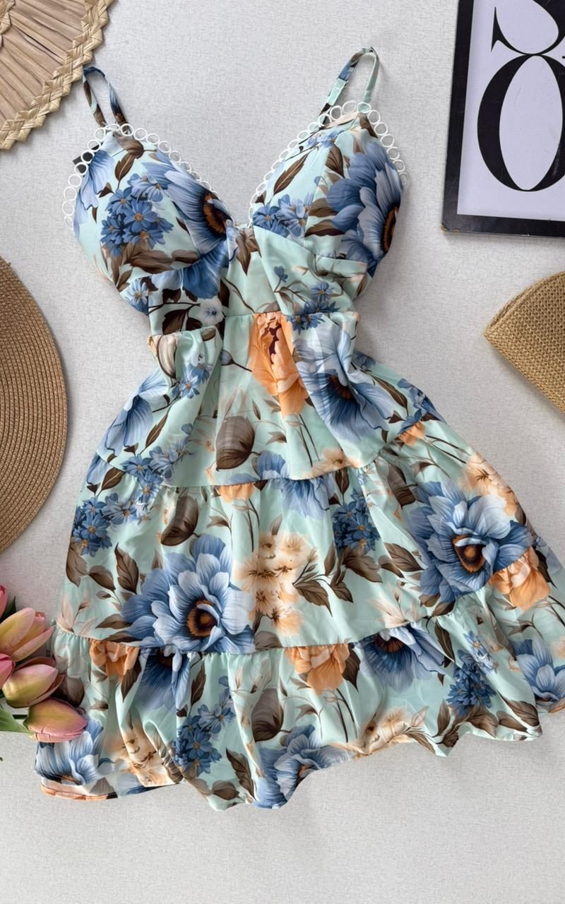 vestido curto rosa azul 000206