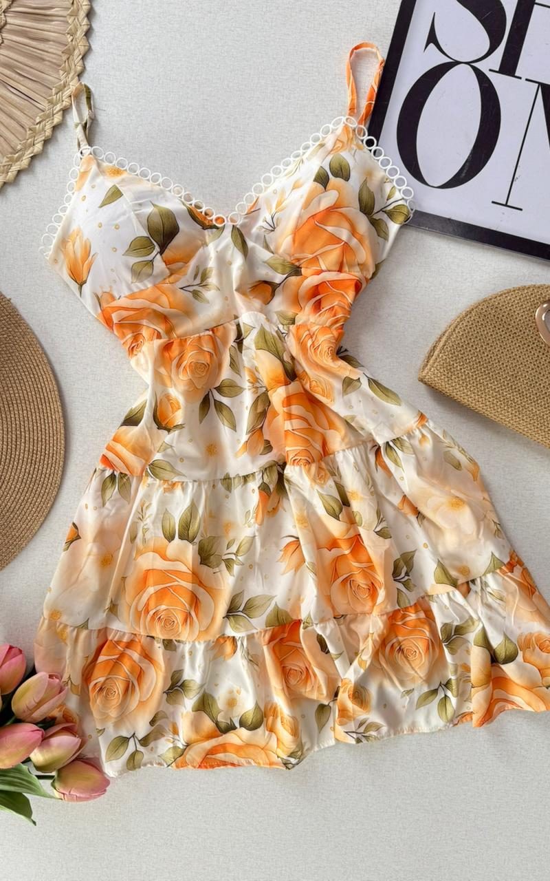 Vestido Curto Rosa Laranja 000206