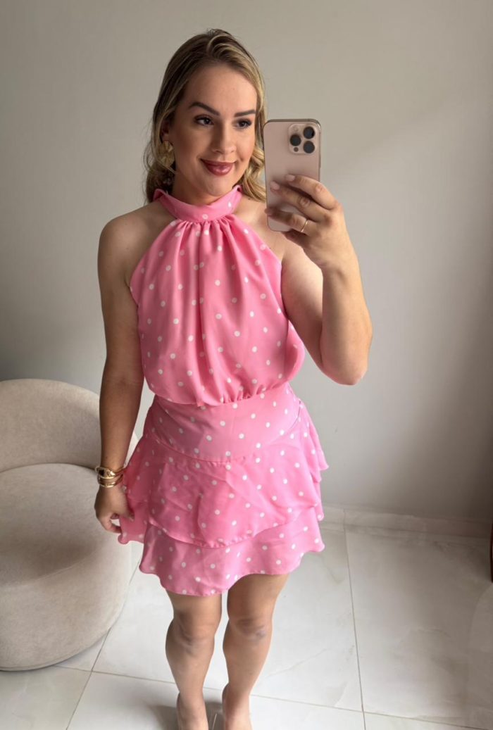 macaquinho de poá dália rosa 000259