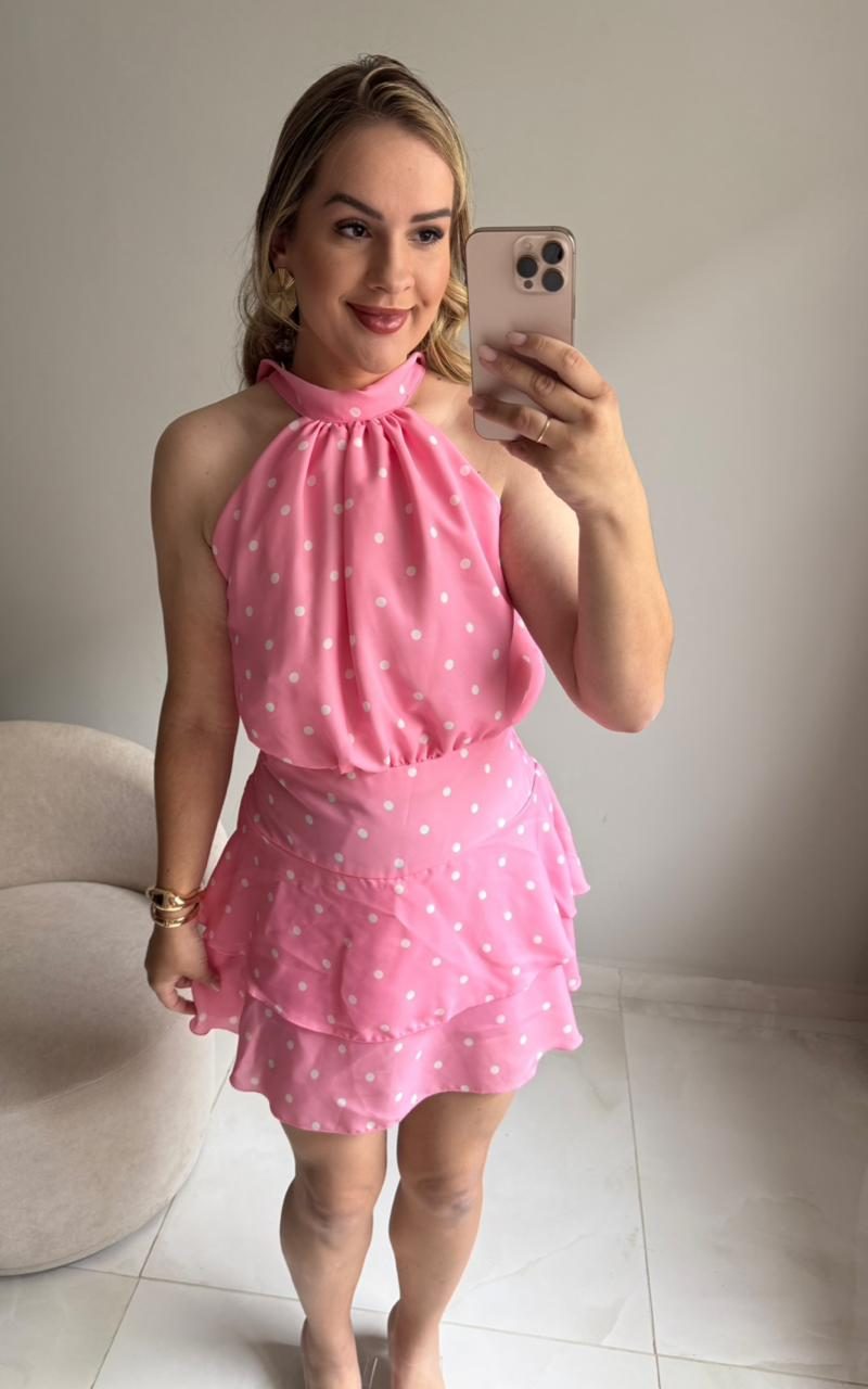 macaquinho de poá dália rosa 000259