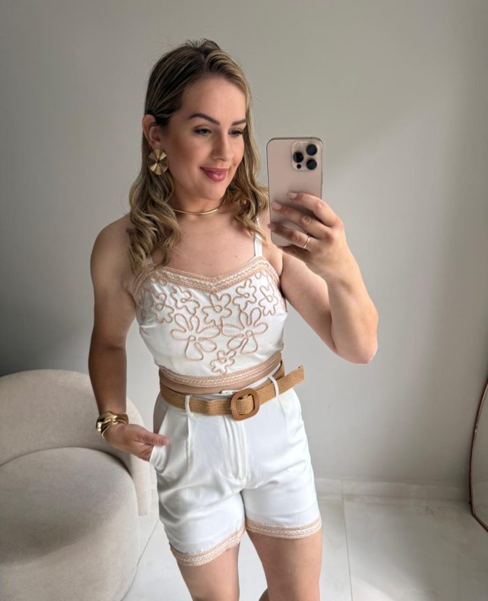 conjunto cropped e shorts borbado 000418 conjunto cropped e shorts borbado 000418