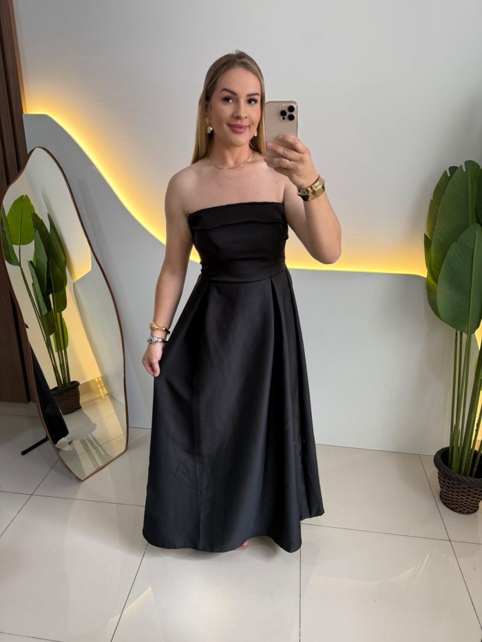 vestido elegante tomara que caia em alfaiataria 000149