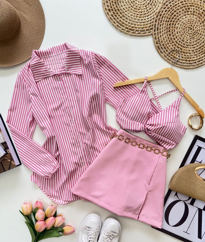 conjunto cropped e camisa samara