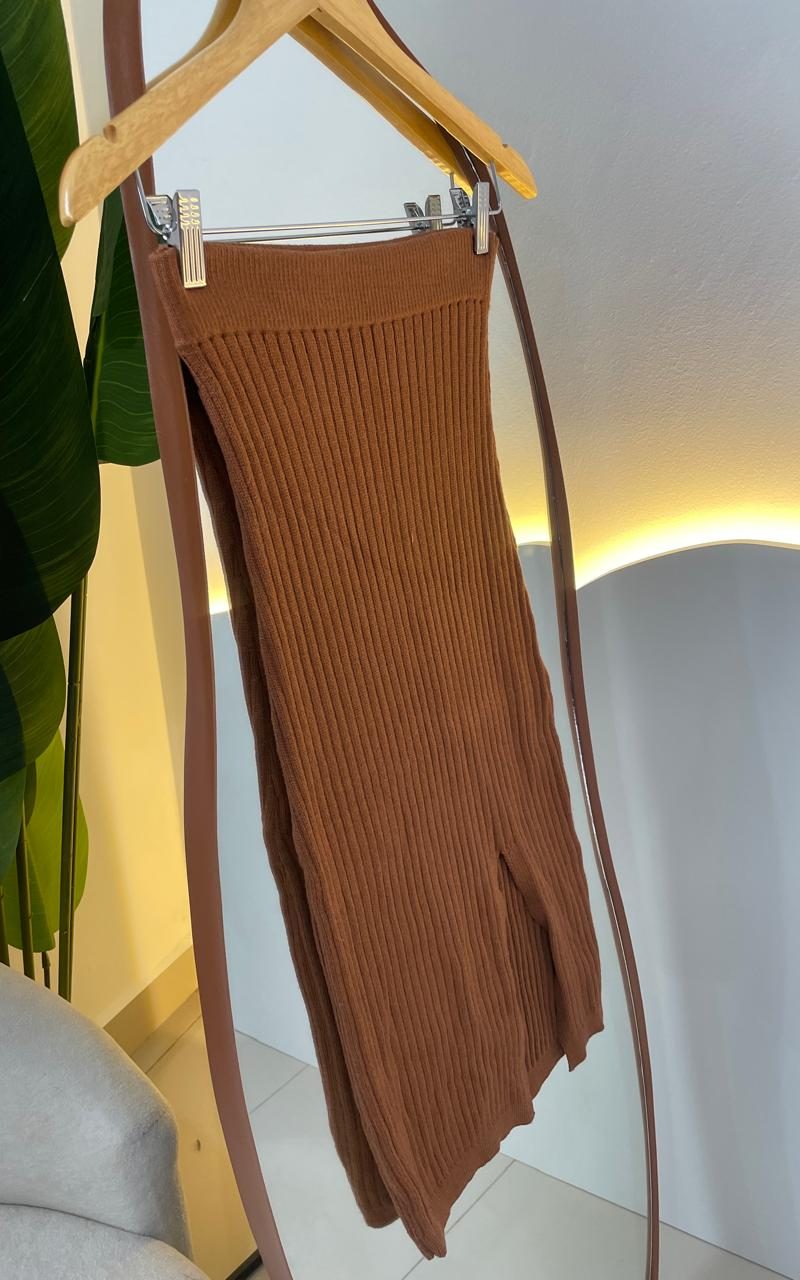 Saia Midi Modal Mônica  Bege Escuro 000201