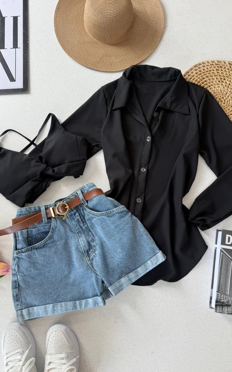 Conjunto Camisa e Cropped Loryane 000425