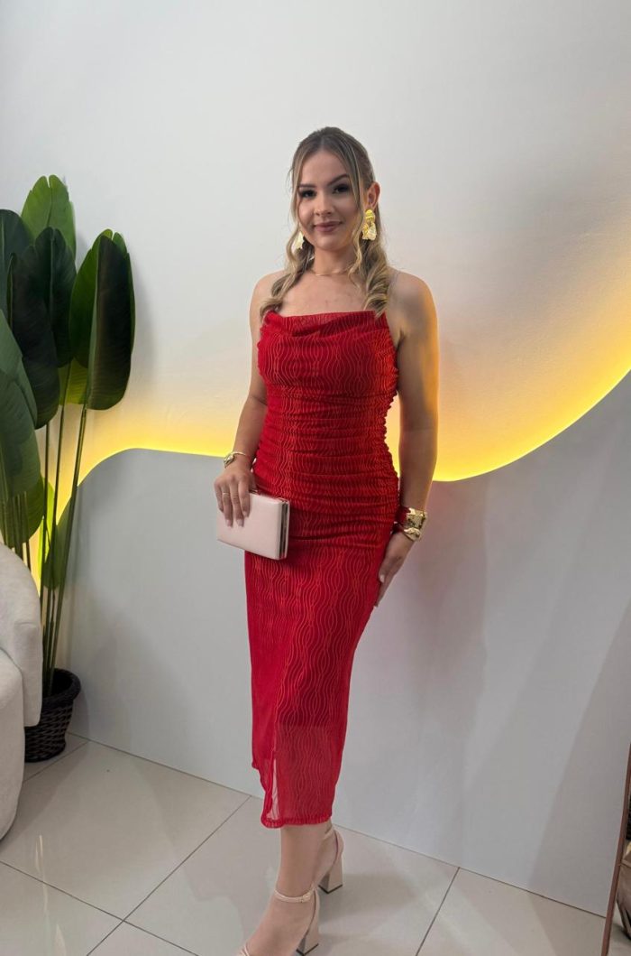 vestido aurine 000259 vermelho, Único vestido aurine 000259 vermelho, Único