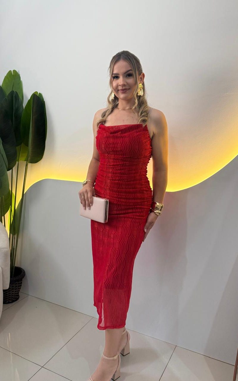 vestido aurine 000259 vermelho, Único