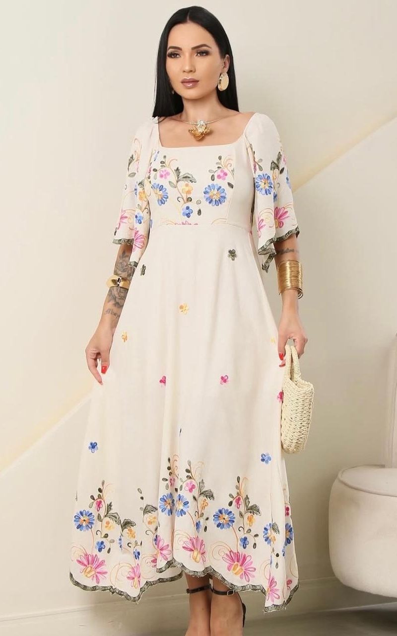 Vestido Bordado Flores 000367