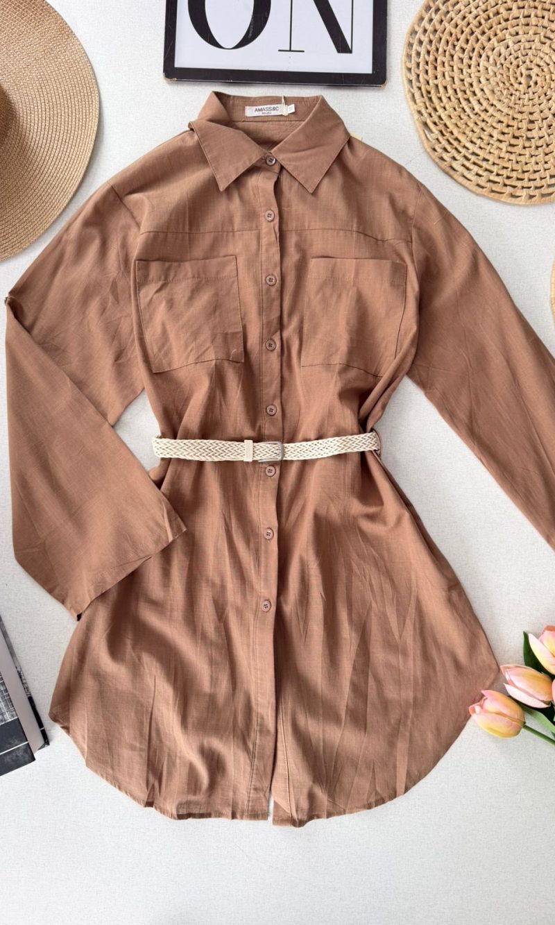 Chamise em Linho com Cinto 000259