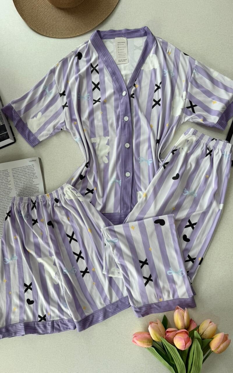 conjunto pijama 3 peças 000537