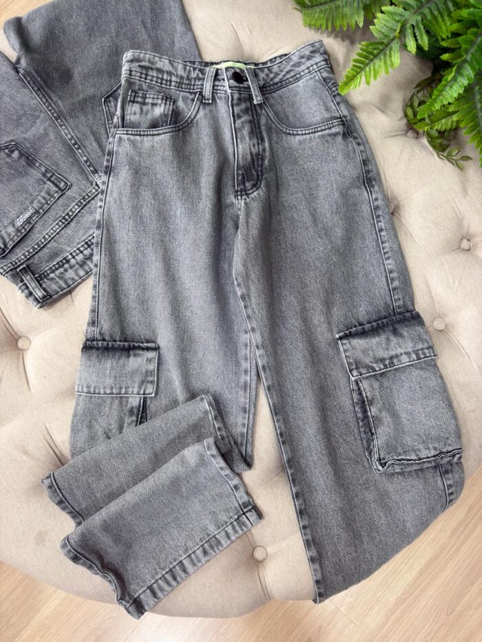 calça wid leg cargo grafite 000294