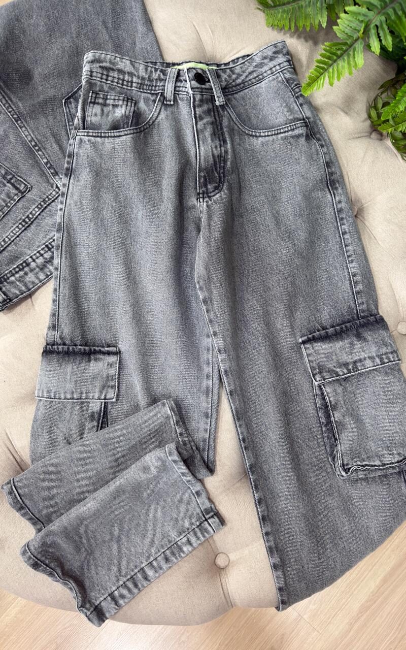 calça wid leg cargo grafite 000294