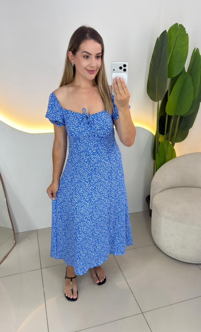 vestido camponesa azul 000206