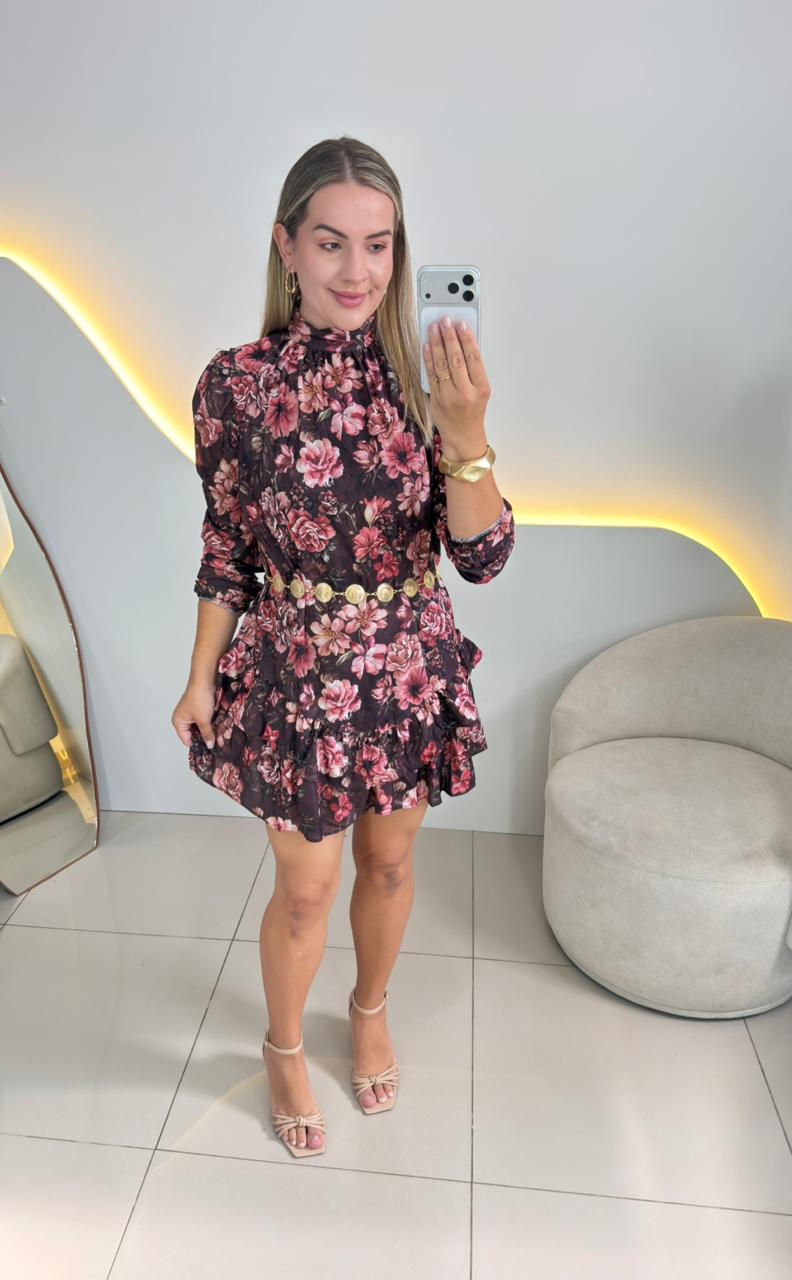 vestido chiffón floral 000149