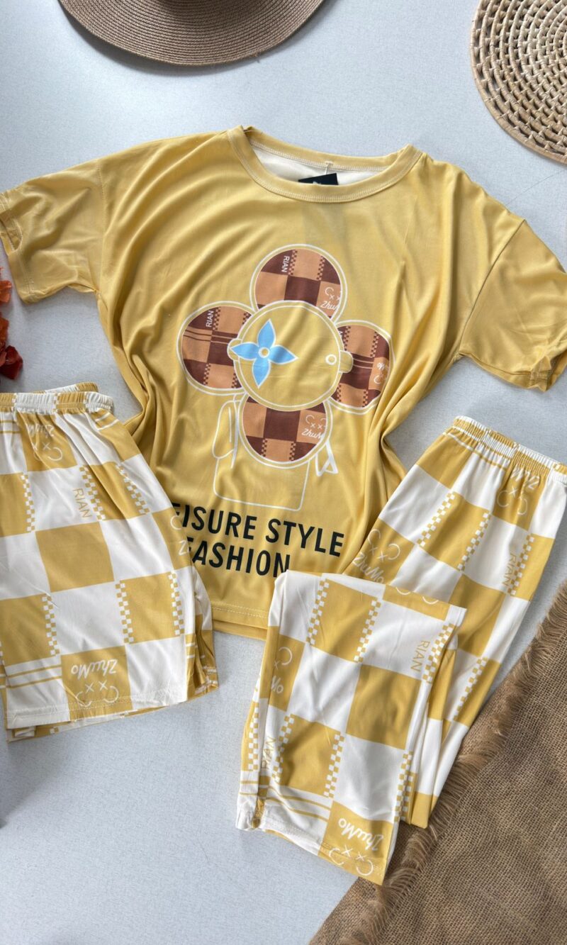 pijama 3 peças amarelo 000443