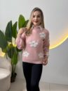 blusa em tricot floral 00082