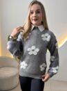 blusa em tricot floral 00082