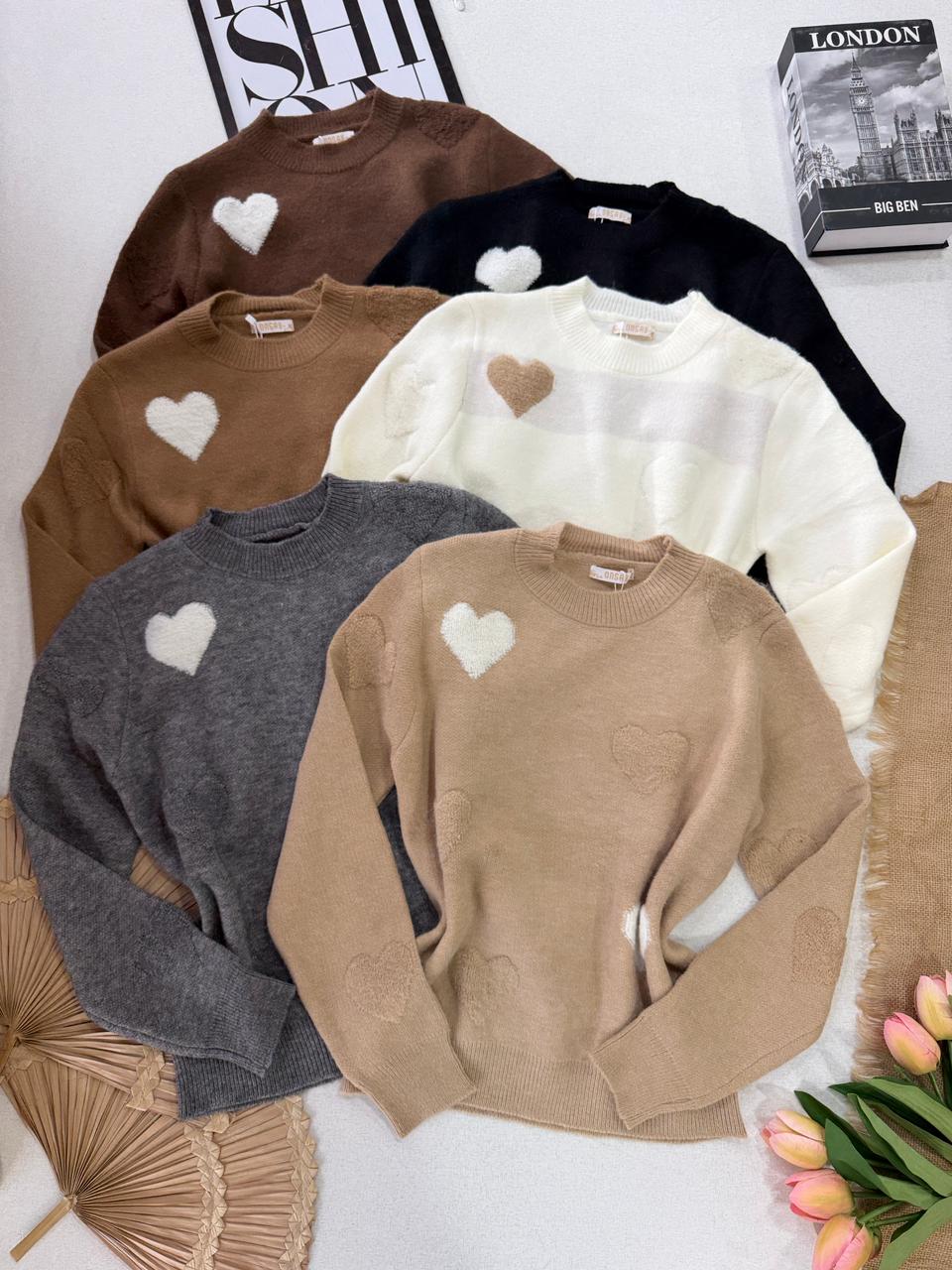 blusa em tricot coração 00082