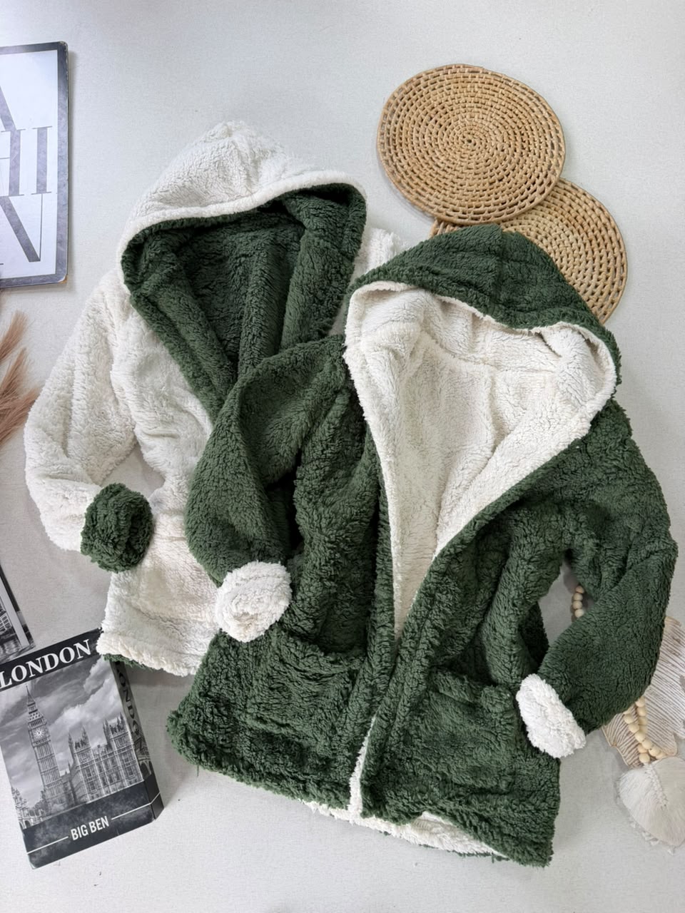 casaco teddy duplo verde 000306