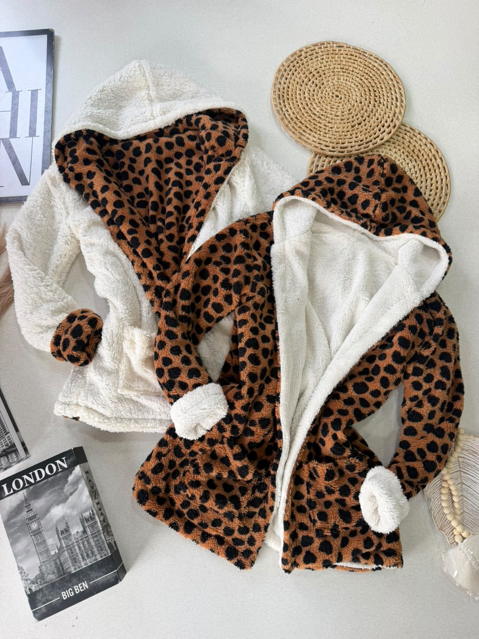 casaco teddy duplo animal print 000306